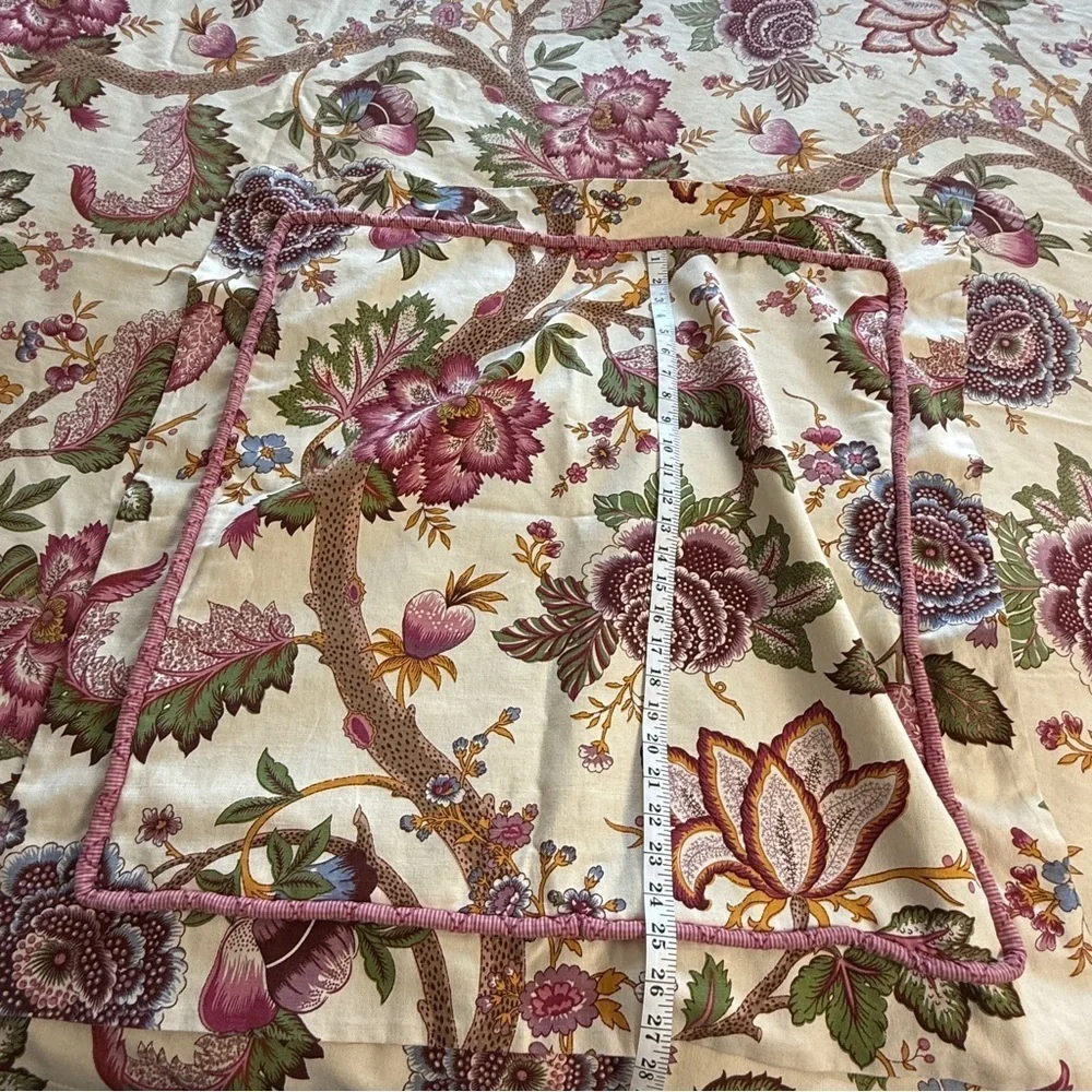 Duvet & 3 Euro Sham Floral Shabby Chic Pink Beige Sage Homemade Set Cottagecore